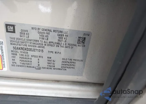 2014 Buick Enclave Premium from USA, damaged, VIN 5GAKRCKD2EJ271015